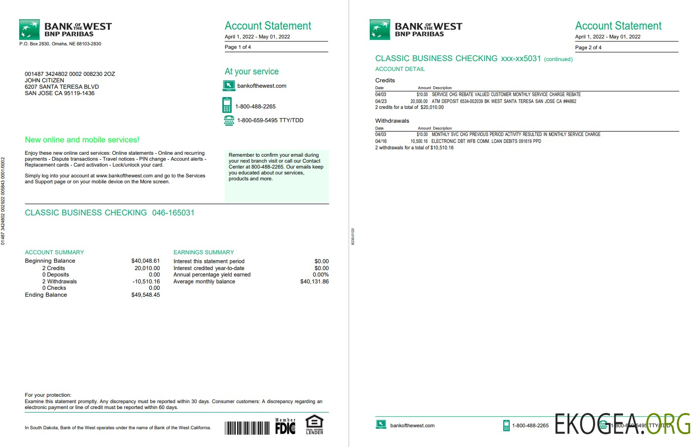 Relevé bancaire France BNP 4 pages